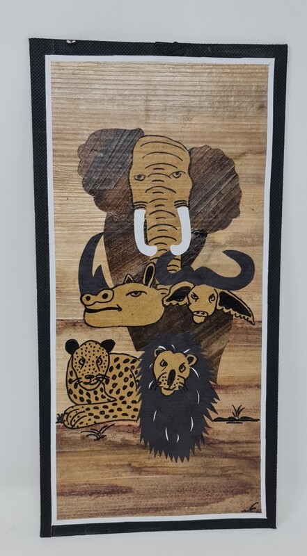 African Banana Artwork - Big Five Tarangire - 20cm X 41cm