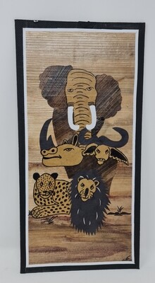 African Banana Artwork - Big Five Tarangire - 20cm X 41cm