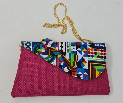Kitenge mix Pink Clutch Bag 26cm x 16cm x 5cm