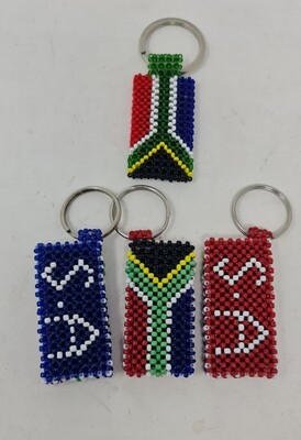 Hand Beaded Keyring - South African Flag