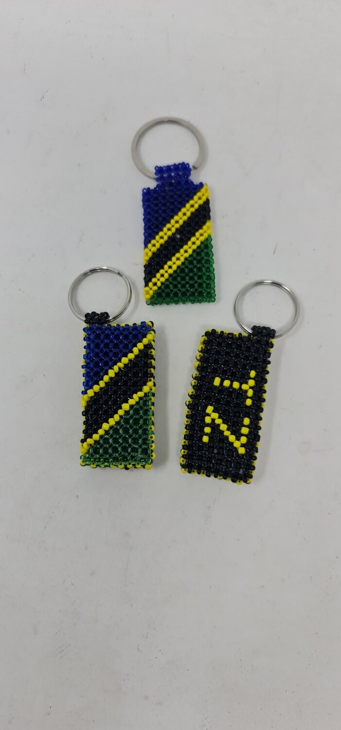 Hand Beaded Keyring - Tanzanian Flag