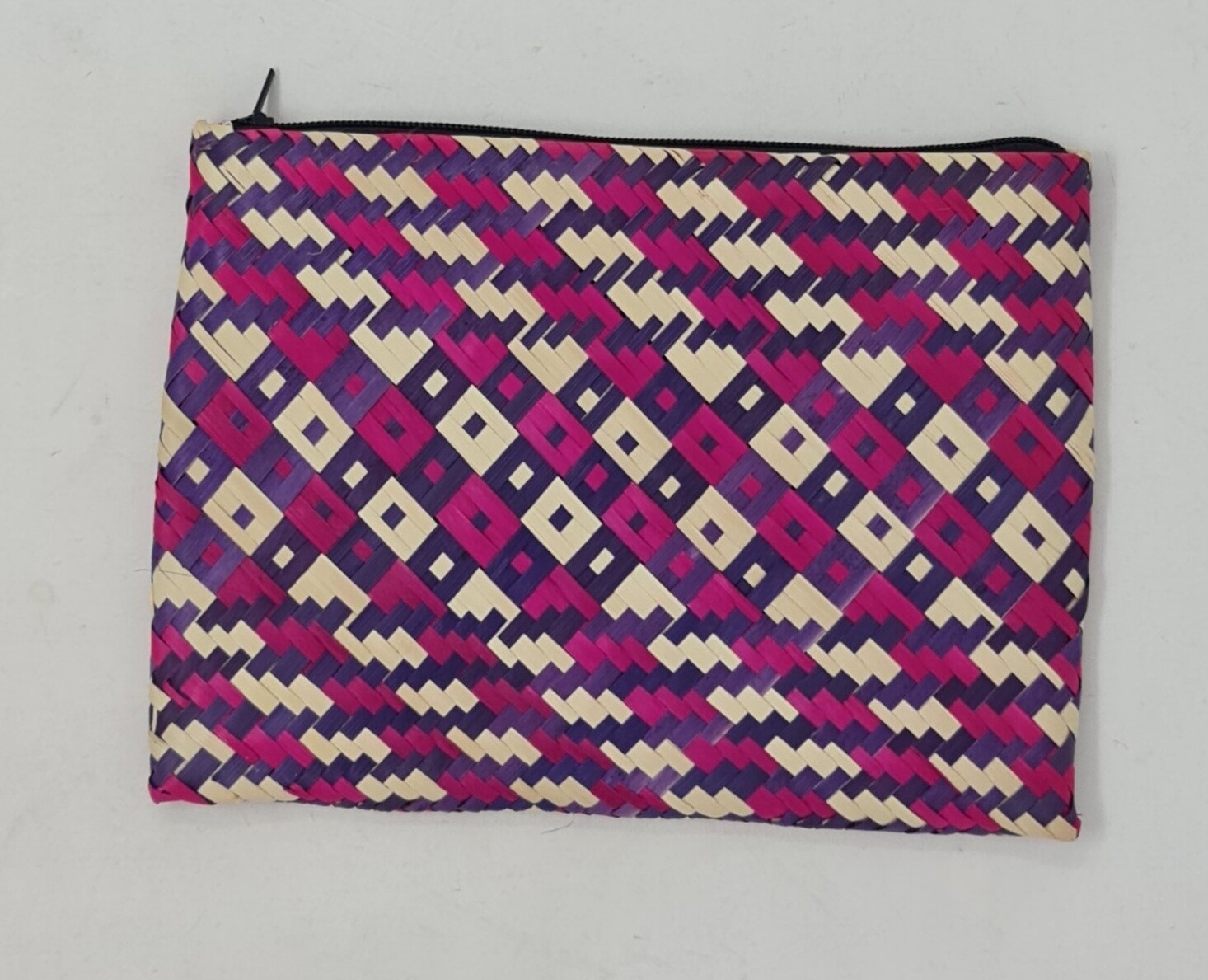 Hand Woven Cosmetic/Makeup Bag 13cm x 17cm - Pink Mix