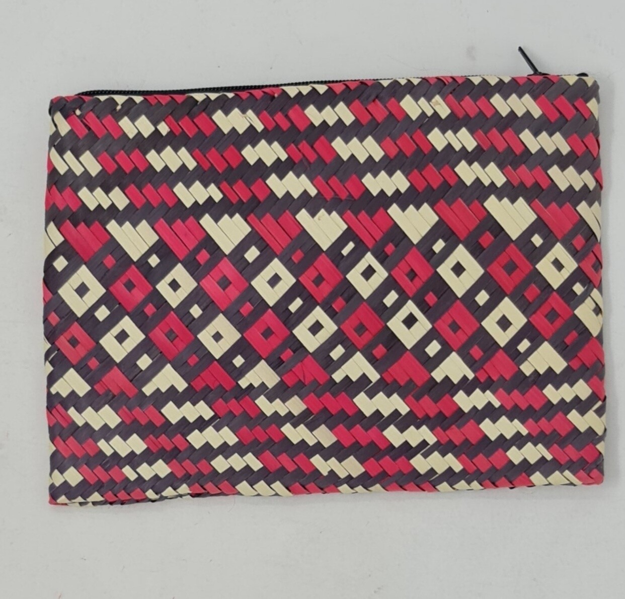Hand Woven Cosmetic/Makeup Bag 13cm x 17cm - Red mix