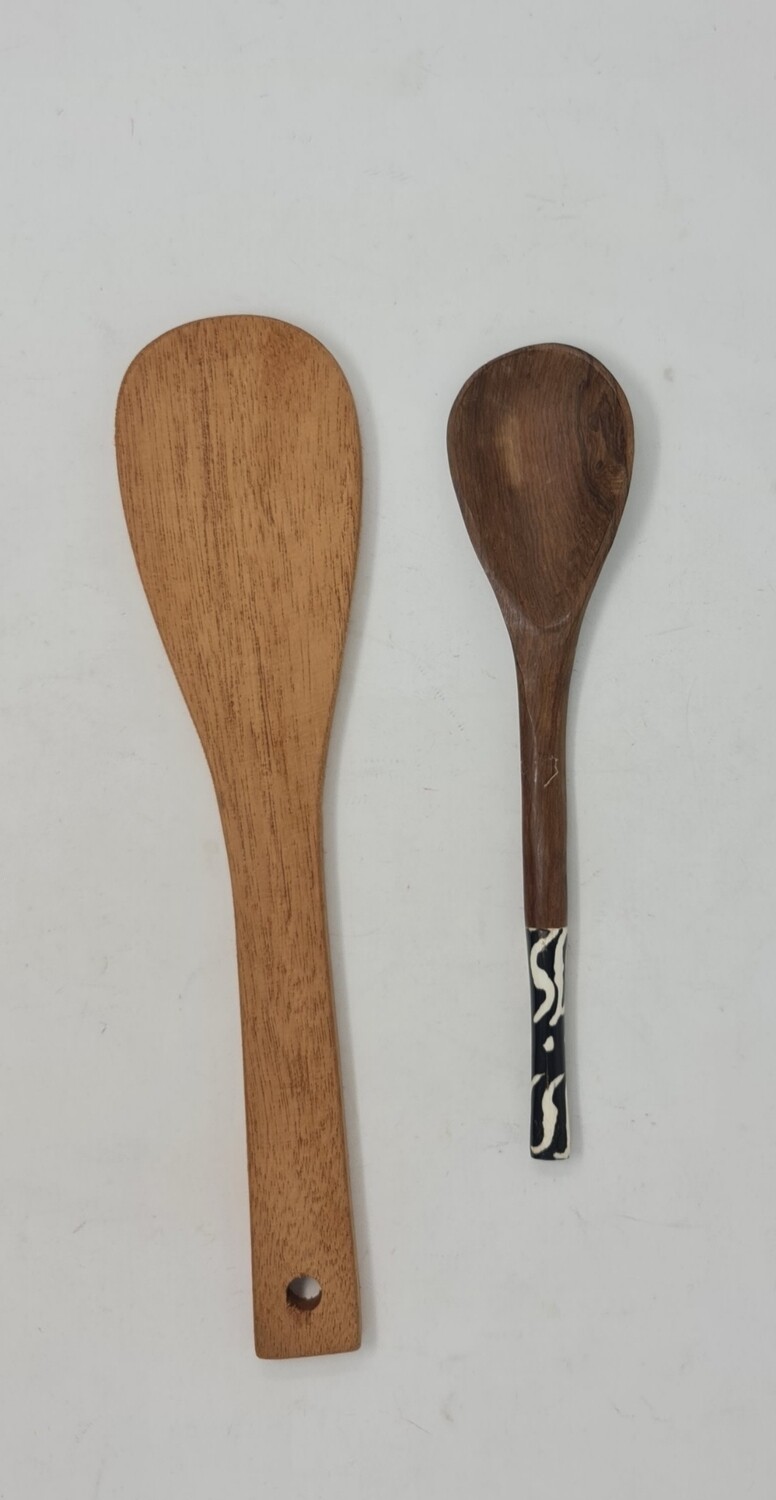 Carved Natural Wood Cooking Spoon Set - Sima