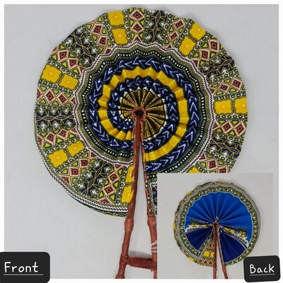 Handmade - Folding Hand Fan - African Print and Leather - Kata