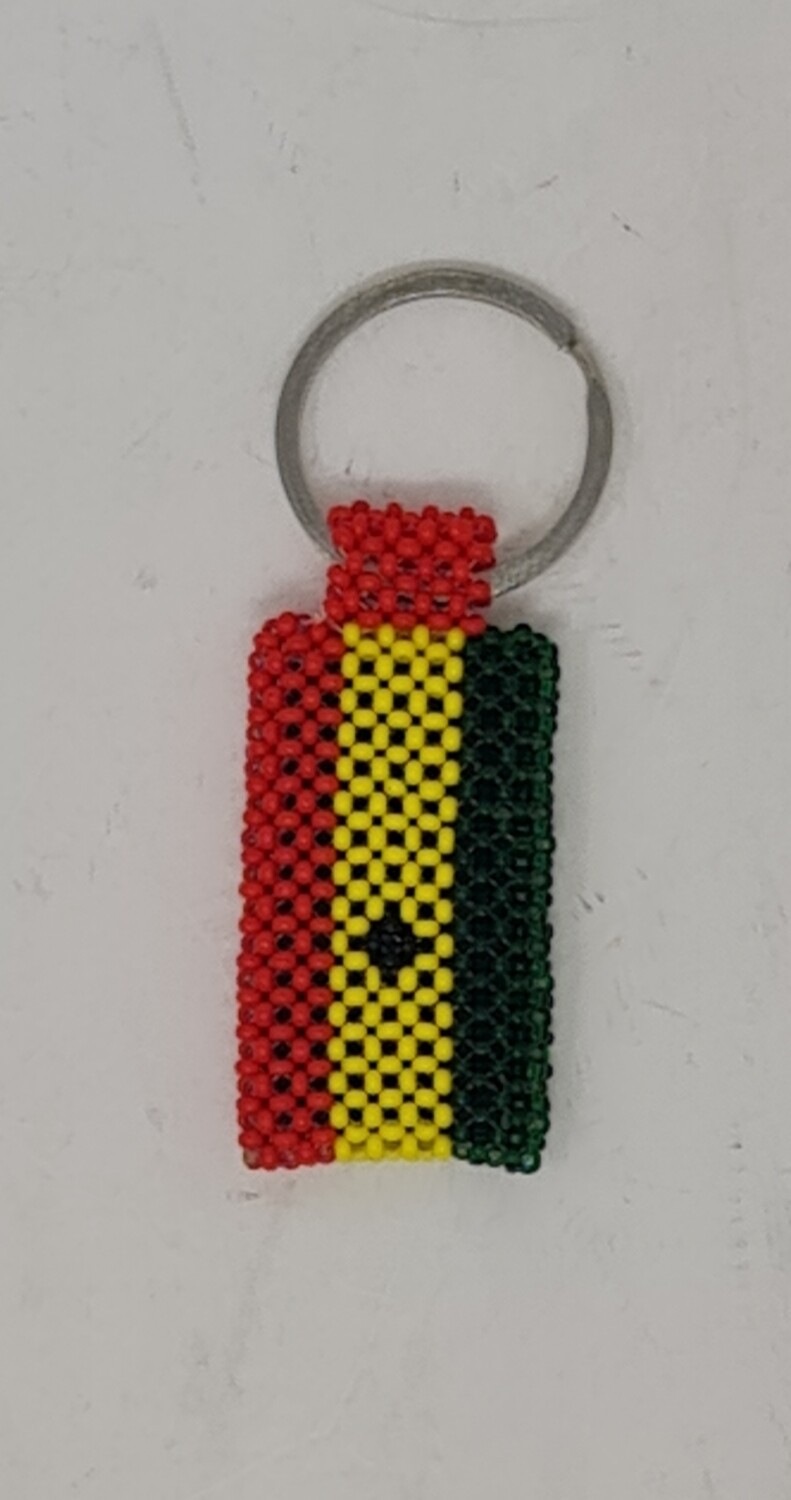 Hand Beaded Keyring - Ghana Flag