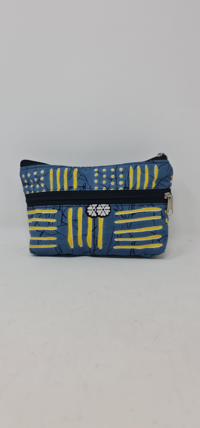 African Print Cosmetic/Makeup/Toiletry Bag 12cm x 20cm -  Huko