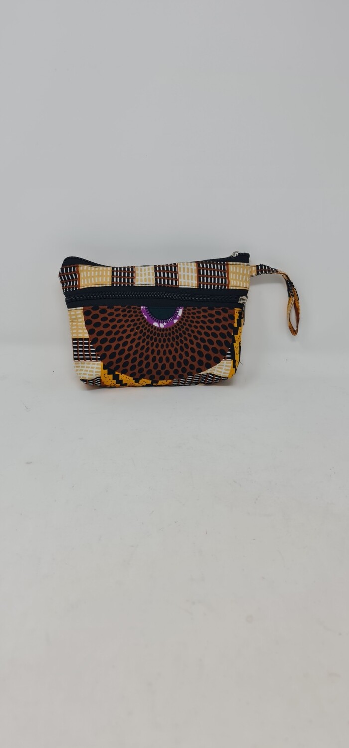 African Print Cosmetic/Makeup/Toiletry Bag 12cm x 20cm - Uje