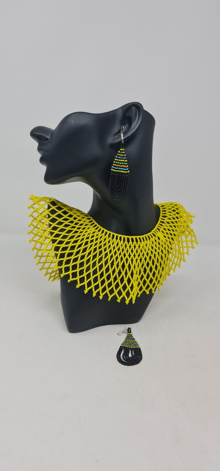Hand Beaded Yellow Necklace Set - Baraka Fashion - Kanjano