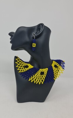 Handbeaded Necklace and Earrings Gift Set - Barbados Colours
