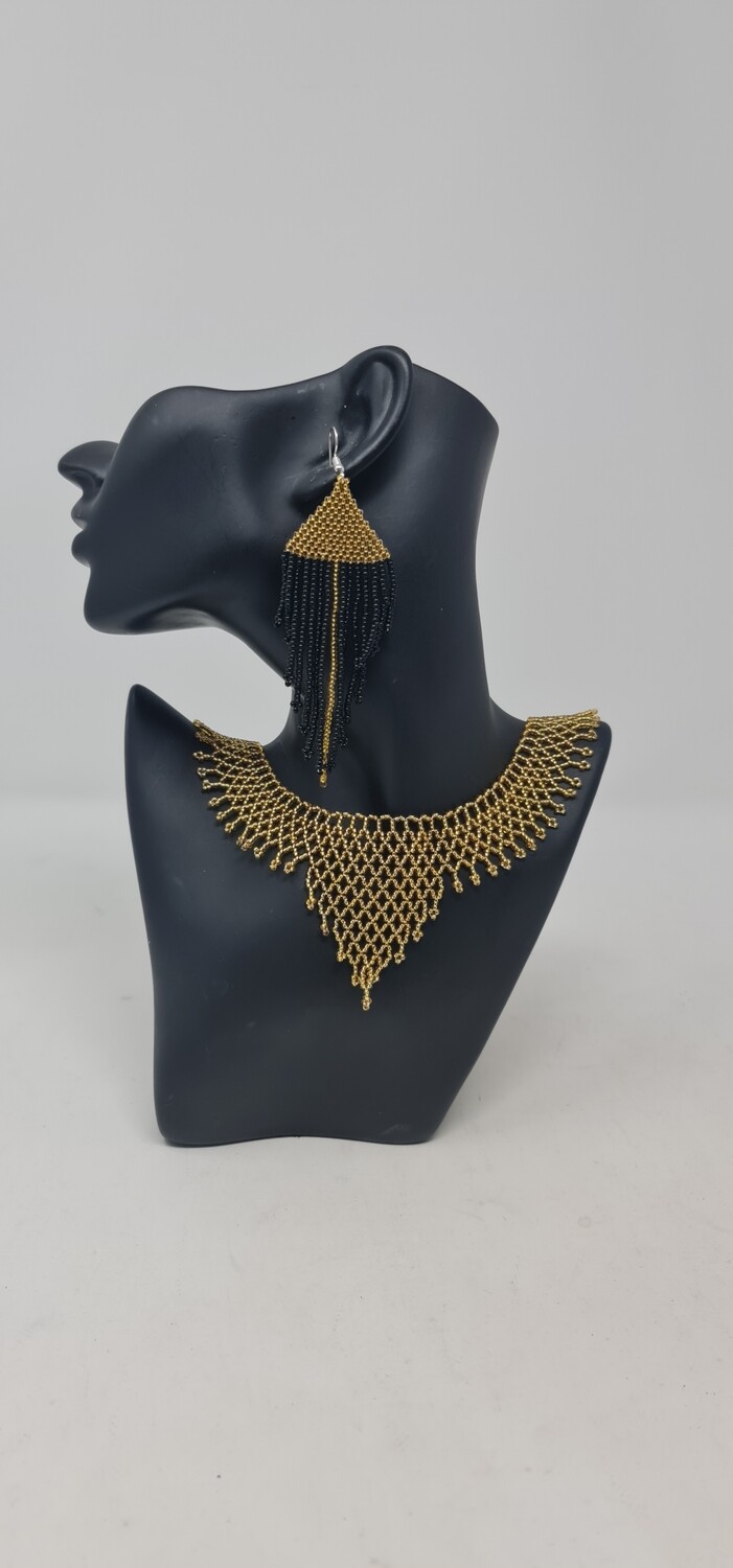 Hand Beaded Necklace with Matching Earrings -  Pendo