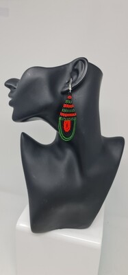 Handbeaded Earrings - Malawi Flag - 7cm