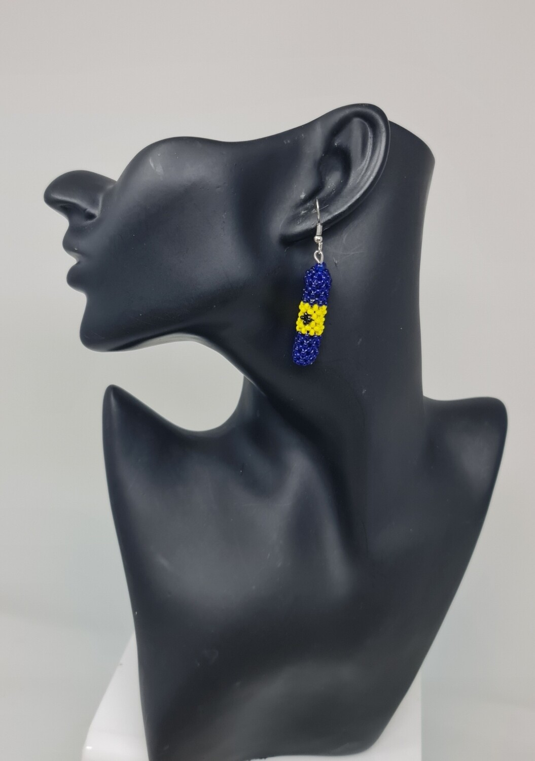 Handbeaded Earring Barbados Flag - 4cm