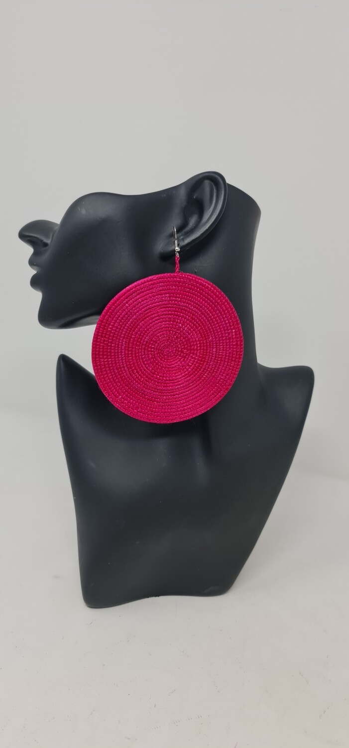 Hand-Woven Earrings - Deep Pink - 9cm