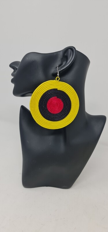 Uganda Hand-Woven Earrings - Yellow Mix - 8cm