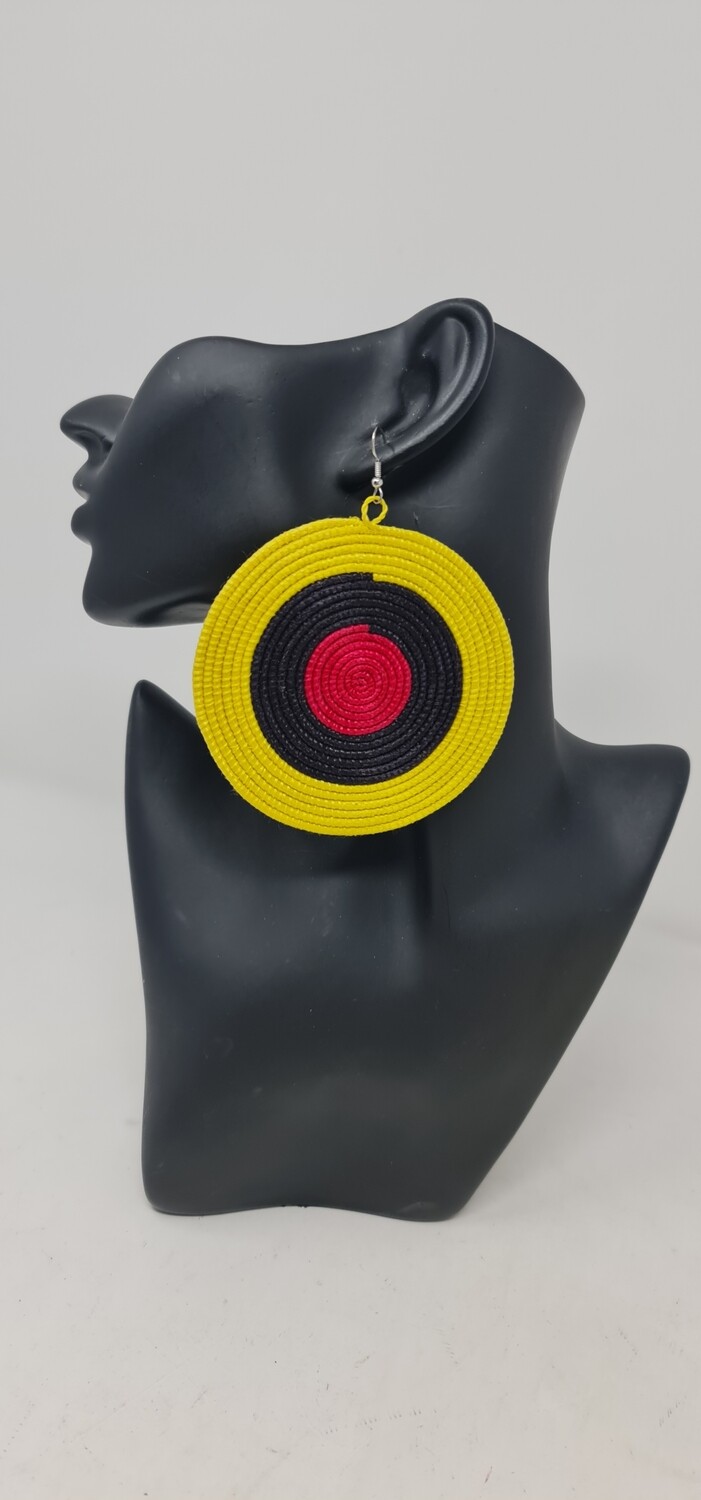 Uganda Hand-Woven Earrings - Yellow Mix - 8cm