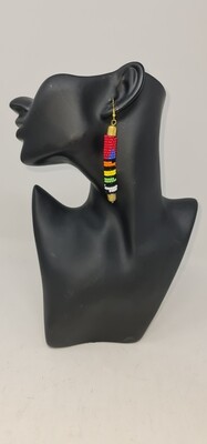 Nyekundu Hand Beaded Earrings - 8cm