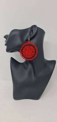 Keko - Round Hand Beaded Earrings - White Mix