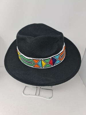 Fedora Hat with Beads -Black
