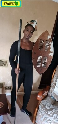 African Traditional - Spear, Shield and head piece