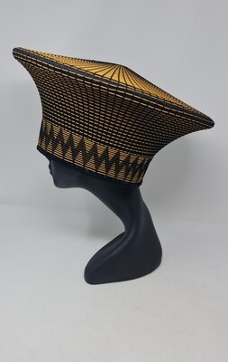 Traditional Isicholo Zulu Hat - Black and Gold