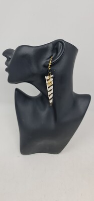 Hand Carved Cow Bone Earrings - 10cm - Zera