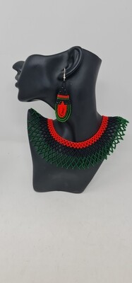 Handbeaded Necklace and Earrings Gift Set - Pan African Colours