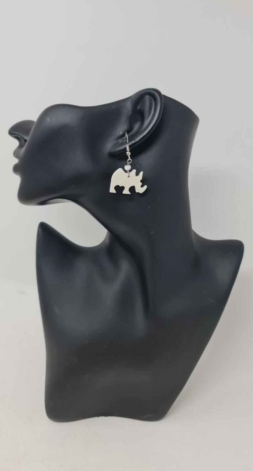 Kifaru Rhino - Hand Carved  Cow bone Earrings