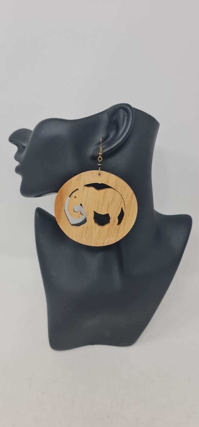 Elephant Styled Wooden Earrings - Tarangire