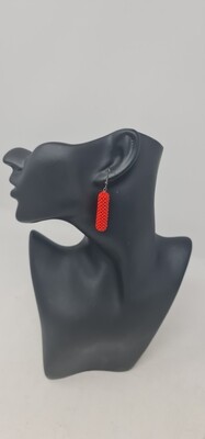 Hand Made Beaded Earrings - Red