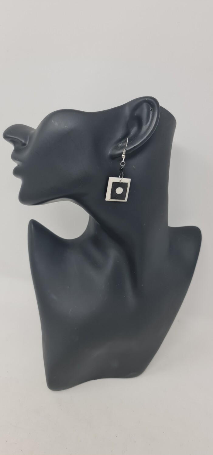 Hand Carved Cow Bone Earrings - 4 cm