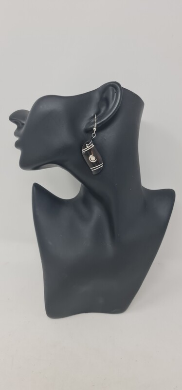 Hand Carved Cow Bone Earrings - 5.5cm
