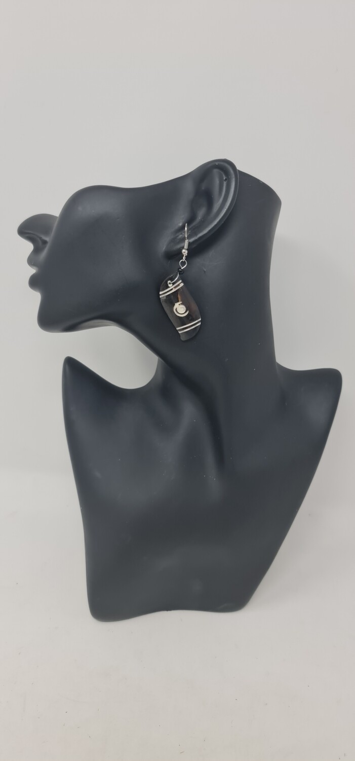 Hand Carved Cow Bone Earrings - 5.5cm