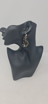 Handbeaded Earrings - Kenya Flag Colors - 4.5cm