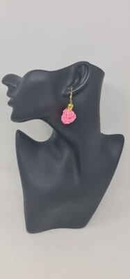 Handbeaded Earrings - Pink - 3cm