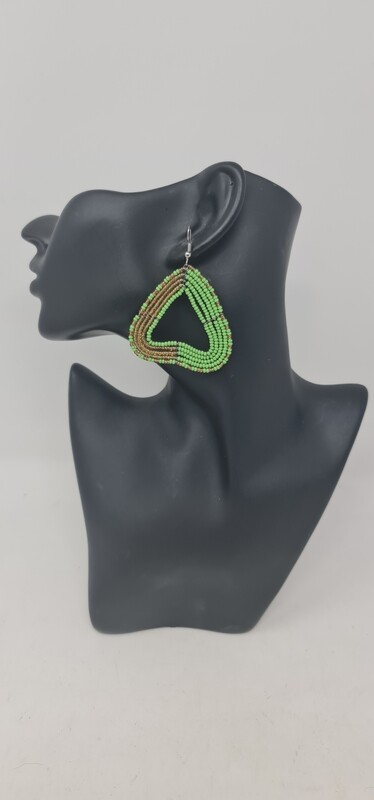 Hand Beaded Earrings - Green Mix