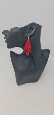 Elegant Handbeaded Earrings - Red - 6cm