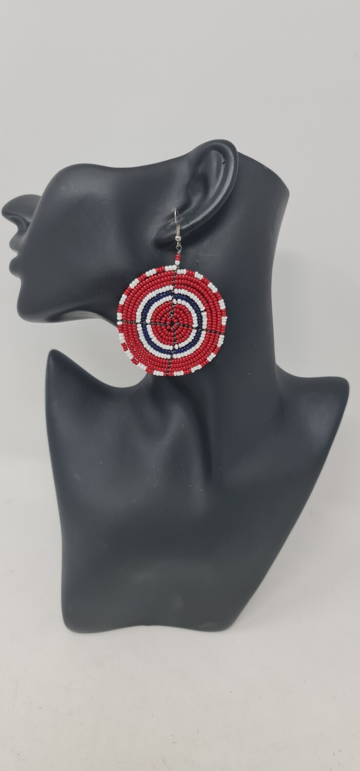 Handbeaded Earrings - Round 5cm