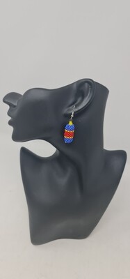Handbeaded Earrings - Congo Flag - 3cm