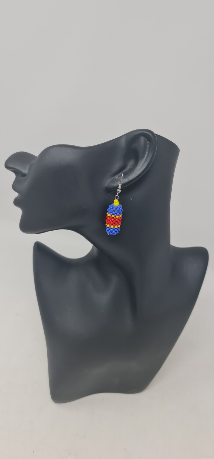Handbeaded Earrings - Congo Flag - 3cm
