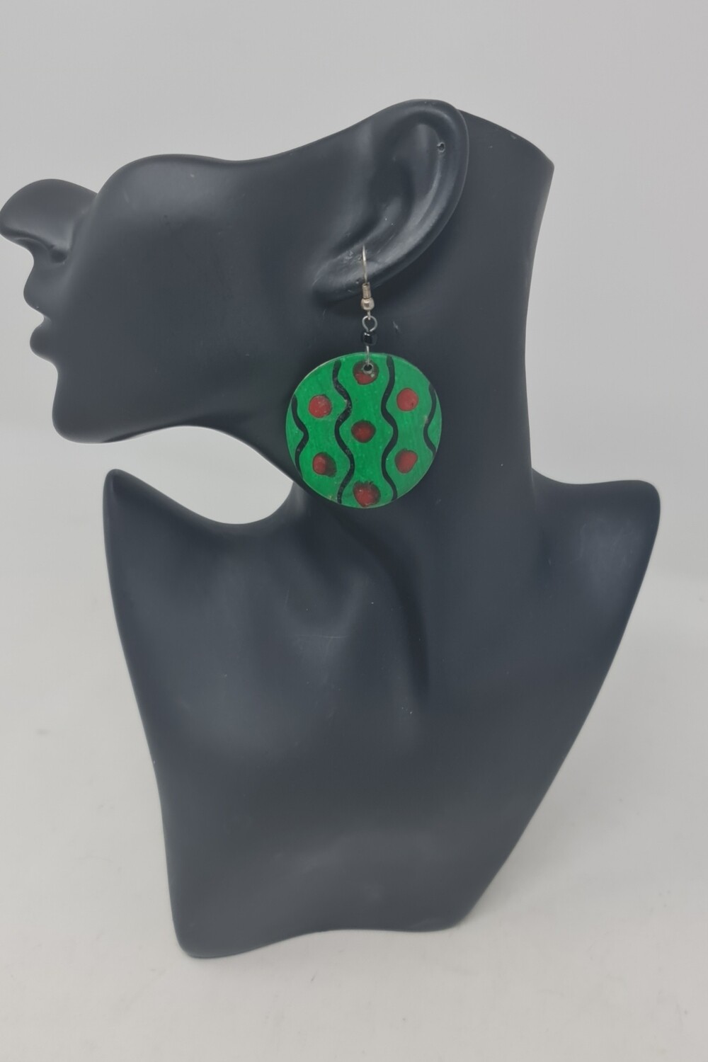 Hand Made Cow horn painted Earrings - Green Mix