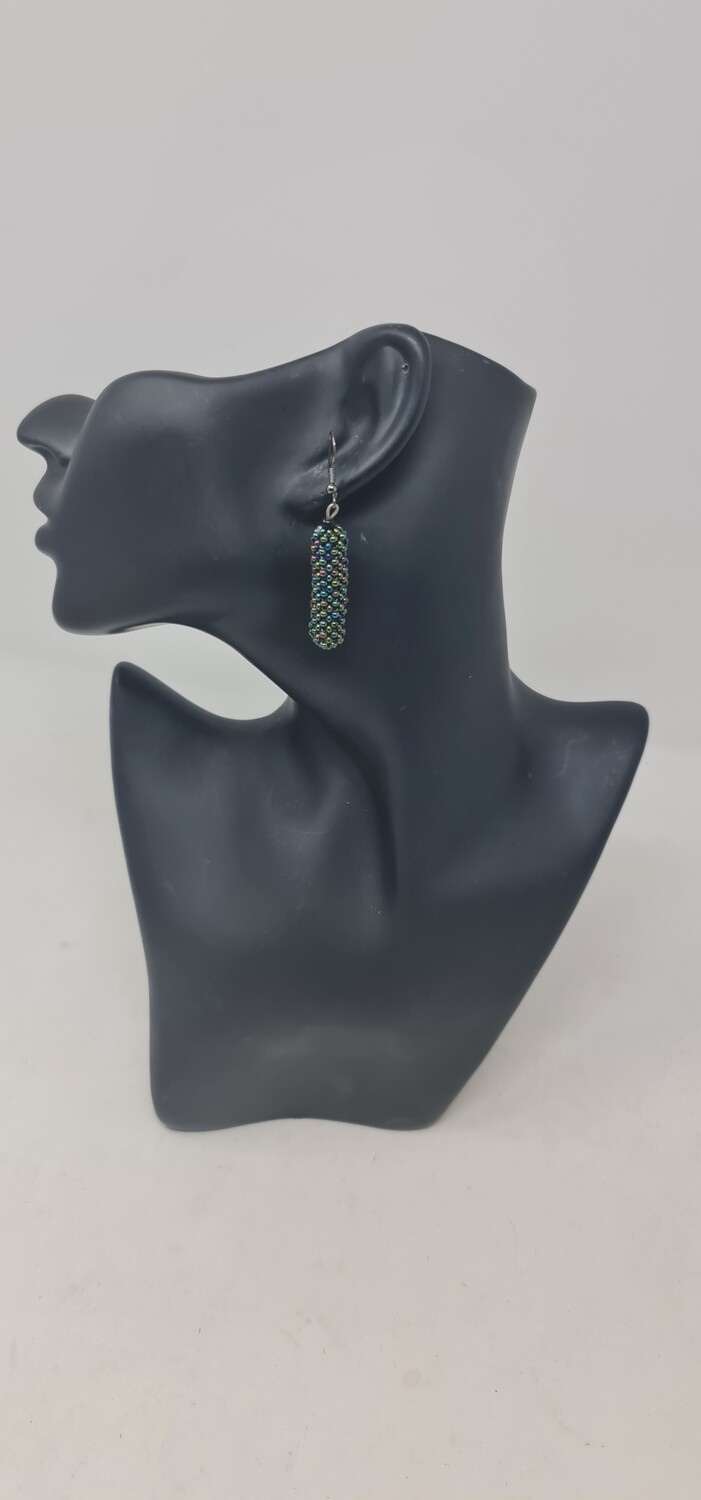 Handbeaded Earring  4cm - Kijivu