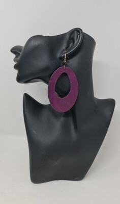 Zamba -  Hand Carved Wooden Earrings  - 7cm Length