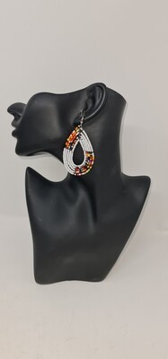 Handmade Beaded Earrings White - 6cm -  Rina