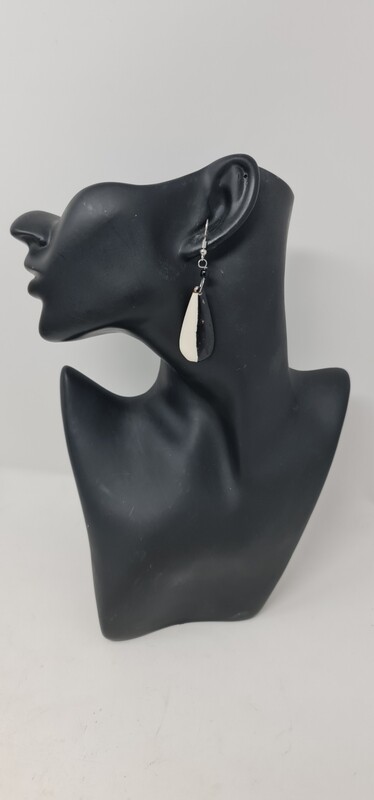 Hand Carved Cow Bone Earrings - Tabia -  5cm