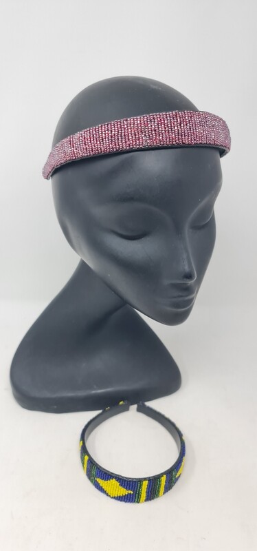 Beaded and Leather Headband - Pepe