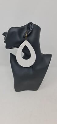 Beautiful White Painted Wooden Earrings - Riya