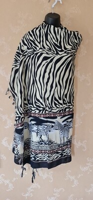 Sarong Wrap Bikini Wrap Swimsuit Cover Beachwear Cover Up - Zebra Print - Black and white