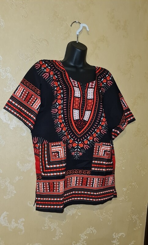 Dashiki Top - Black mix  - Medium and Large