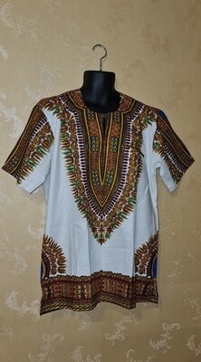 Pat Design Dashiki Shirt White mix - XL